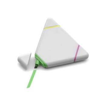 Marcador Fluorescente Triangular De Plastico Con 3 Colores. Blanco Neutro