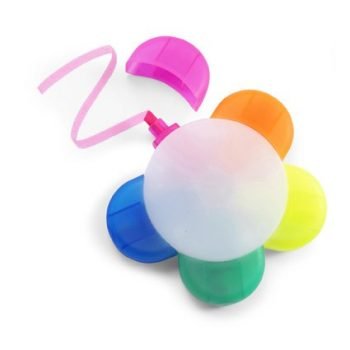 Marcador Fluorescente De Plastico Con 5 Colores. Blanco Neutro