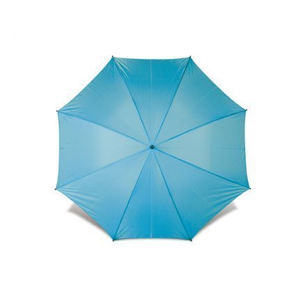 Paraguas Con 8 Segmentos De Poliester 210t, Mango Recto De Goma, CaÑa Y Varillas De Metal. Azul Celeste