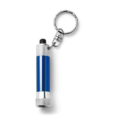 Linterna De Metal Con 1 Luz Led Y Llavero. 4 Pilas Boton Incluidas. Azul Royal