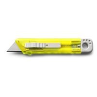 Cutter Transparente Con Retroceso Automatico De Seguridad. Amarillo