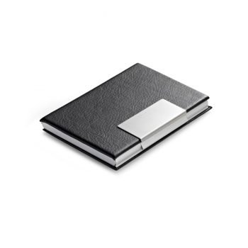 Porta-tarjetas Aluminio Y Polipiel Gris Plomo Oscuro